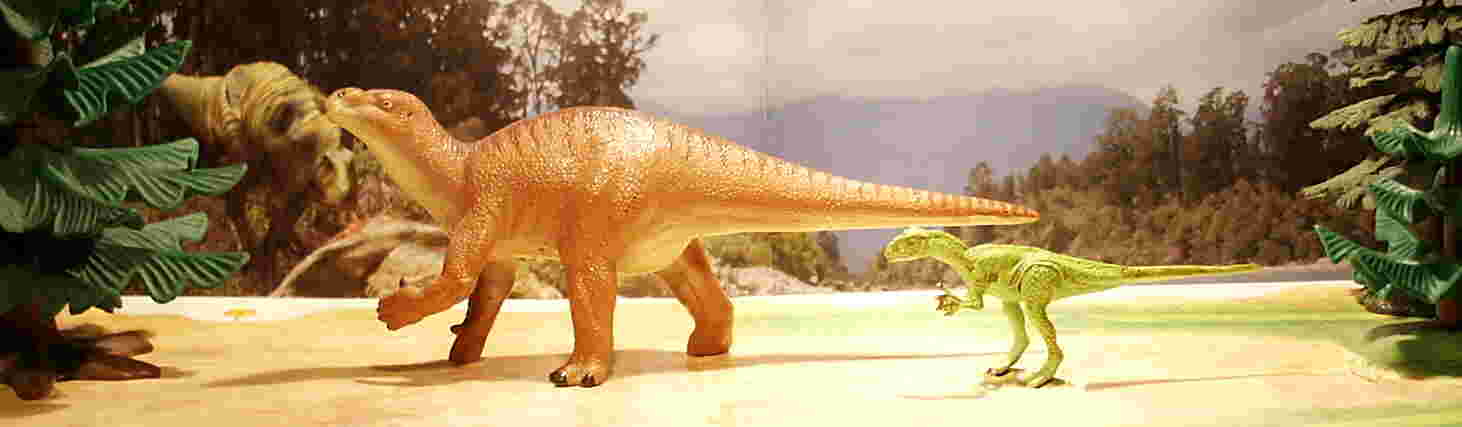 Invicta painted Muttaburrasaurus and HLBS Dwarf Allosaurus