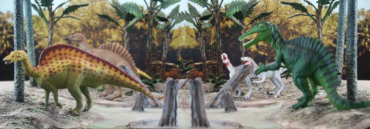 Carnegie Safari Deltadromeus, Ouranosaurus by Batatt, Ouranosaurus from Schleich, Wild Safari Suchimimus.