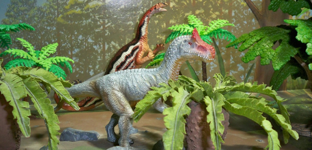 CollectA Cryolophosaurus and Carnegie Plateosaurus.