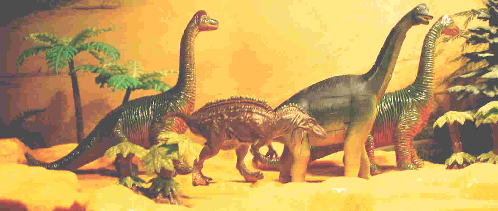 UHA Kaiyodo series Acrocanthosaurus, UKRD Brachiosaurus and FameMaster 4D Brachiosaurus