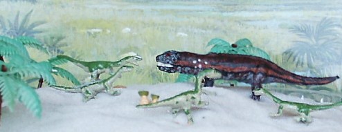 QRF provides 3 different Coelophysis. The QRF Postosuchus was painted by Stephen Robertson.
