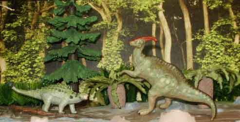 Repainted Parasaurolophus and Euoplocephalus from Carnegie Safari
