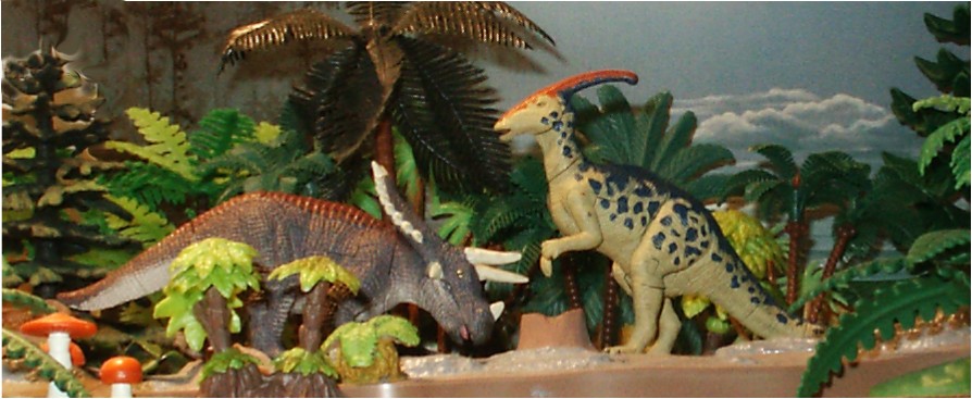 Pentaceratops and Parasaurolophus series 5 from FameMaster 4D puzzles. Figures through the generosity of the Dinosaur Farm.