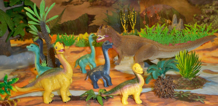 Wild Safari Ceratosaurus SariLtd and Hasbro baby Brachiosaurs.